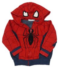 Červeno-tmavomodrá propínací mikina s kapucí - Spider-man Marvel