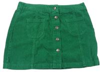 Zelená manšestrová propínací sukně Topolino 