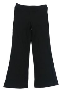 Černé žebrované flare kalhoty H&M