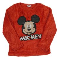 Červená chlupatá mikina s Mickeym Disney