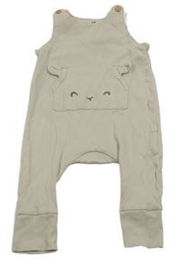 Béžové žebrované laclové tepláky s medvídkem H&M