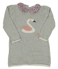Šedé svetrové šaty s labutí a límečkem M&Co