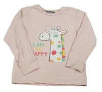 Světlerůžové triko se žirafou Giorno