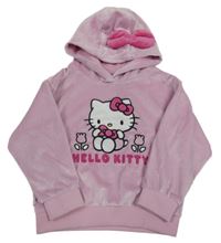 Světlerůžová plyšová mikina s Kitty a kapucí 