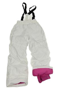 Nové - Bílé funkční šusťákové oteplovačky s odepínacími kšandami Decathlon