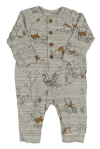 Šedý melírovaný overal s medvídkem Pú George 