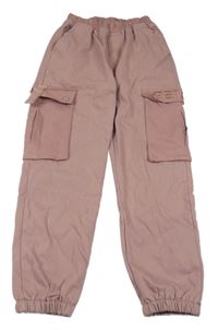 Růžové cargo cuff zateplené rifle 