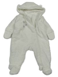 Bílá chlupatá podšitá kombinéza s kapucí Ergee