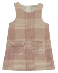 Růžovo-smetanové kostkované vlněné šaty F&F