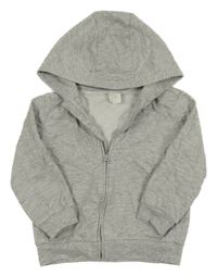 Šedá melírovaná propínací mikina s kapucí H&M