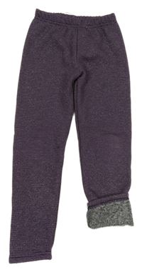 Fialové proužkované třpytivé zateplené legíny Topolino