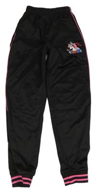 Černo-růžové sportovní kalhoty s jednorožcem 