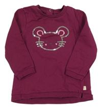 Purpurová mikina s myškou z flitrů Topomini 