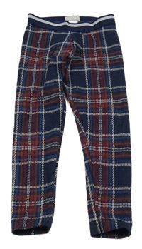 Tmavomodro-červeno-bílé kostkované legíny Next 