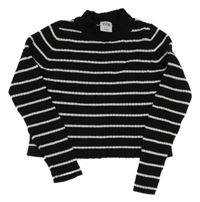 Černo-bílý pruhovaný žebrovaný crop svetr Y.F.K.