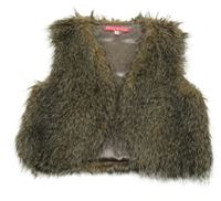 Hnědá kožešinová crop vesta 