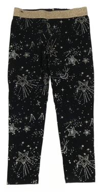 Černé legíny s kometami a bronzovým pasem George 