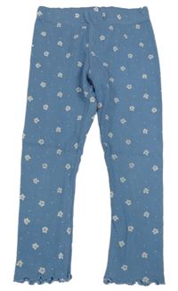 Modré žebrované legíny s kytičkami LC Waikiki