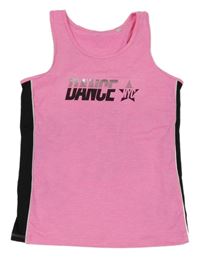 Neonově růžovo-černý sportovní top s nápisem C&A