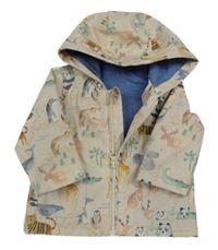 Béžová nepromokavá jarní bunda se zvířátky a kapucí Tu