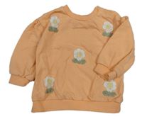 Oranžová oversize mikina s kytičkami Nutmeg