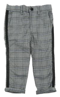 Černo-bílo-modré kostkované kalhoty River Island