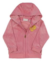 Růžová plyšová propínací mikina s kapucí Juicy Couture