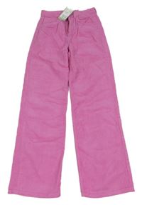 Nové - Růžové manšestrové wide kalhoty H&M