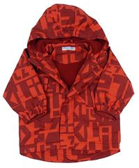 Vínovo-červená vzorovaná šusťáková podzimní bunda s kapucí