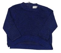 Tmavomodro-safírový melírovaný třpytivý crop svetr STELLA McCARTNEY