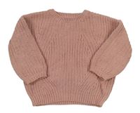 Starorůžový žebrovaný žinylkový oversize svetr F&F