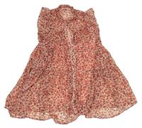 2Set - Růžové květované šifonové propínací šaty + broskvová spodnička Next