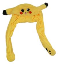 Žluto-černá chlupatá zateplená čepice - Pikachu
