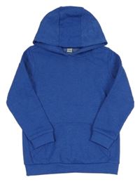 Safírová melírovaná mikina s kapsou a kapucí Tu