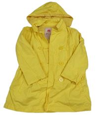Žlutý plátěný jarní kabát s kapucí a límečkem C&A