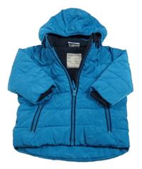 Modrá prošívaná šusťáková zimní bunda s odepínací kapucí Topomini