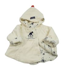 Smetanový sametový zateplený kabátek se skřítkem a kapucí 