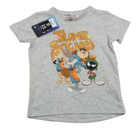 Nové - šedé melírované tričko se SPACE JAM PEP&CO