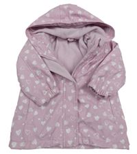 Lila puntíkatá nepromokavá jarní bunda se srdíčky a kapucí Ergee