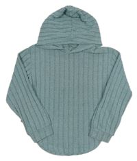 Světlemodro-šedé melírované žebrované úpletové mikinotriko s kapucí SHEIN