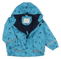 Azurová nepromokavá jarní bunda s příšerkami a kapucí Kiki&Koko