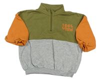 Khaki-šedo-oranžová oversize mikina s nápisy George