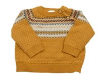 Hořčicovo-smetanový vzorovaný svetr ALANA