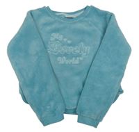 Azurová plyšová mikina s nápisy Kids