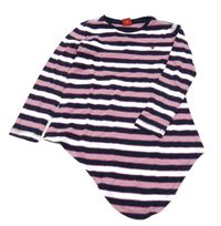 Tmavomodro-růžovo-bílá pruhovaná asymetrická tunika se srdíčkem a třpytkami S. Oliver