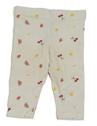 Bílé crop legíny s ovocem a jahůdkami a melouny POCOPIANO