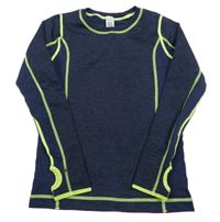 Tmavomodro-černo-limetkové melírované thermo triko Topolino