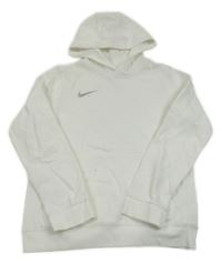 Bílá mikina s logem a kapsou a kapucí Nike