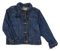 Tmavomodrá riflová bunda s volánky a límečkem Tu