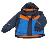 Tmavomodro/oranžovo-modrá šusťáková jarní funkční bunda s kapucí lupilu
